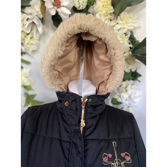 Disney Hannah Montana Girls Full Zip Jacket 10/12 Black Embroidered Hood Vintage - Picture 8 of 16